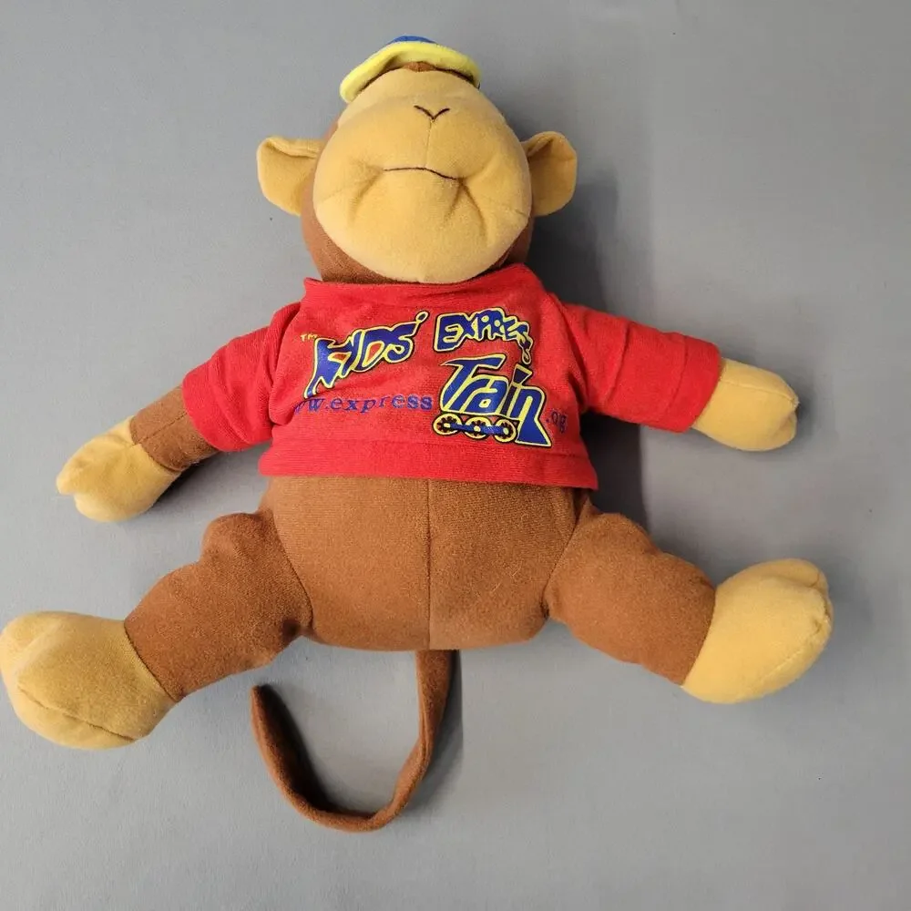 Kids‎ Express Train Monkey Plush Toy Brown Red Blue 14